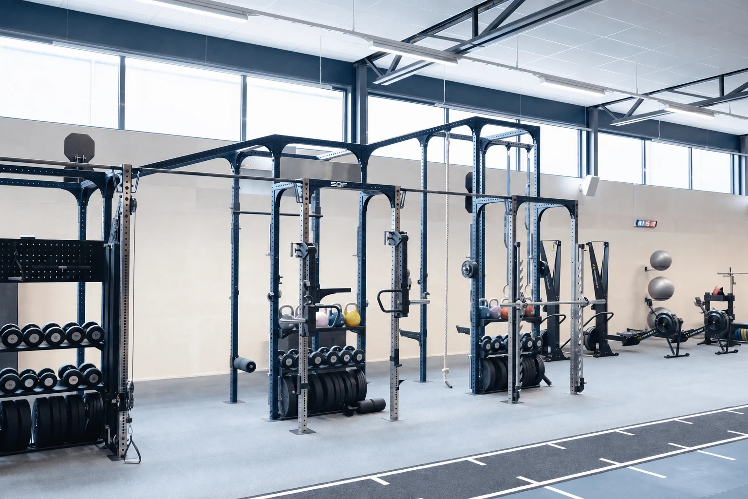 Free-weight zone at Eleiko Sports Center